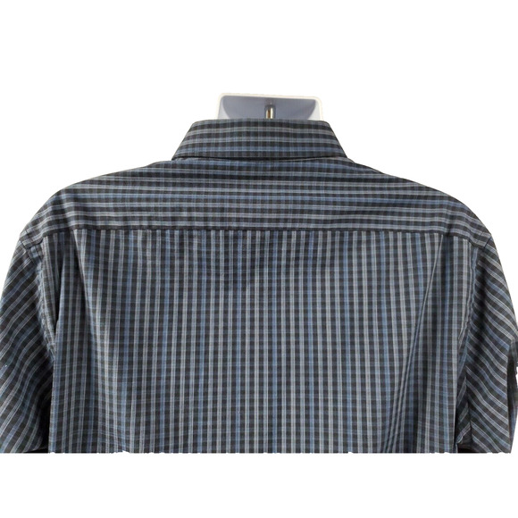 Joseph Abboud Mens Long Sleeve Button Up Shirt Plaid Blue Black Slim Fit XL - Picture 6 of 11